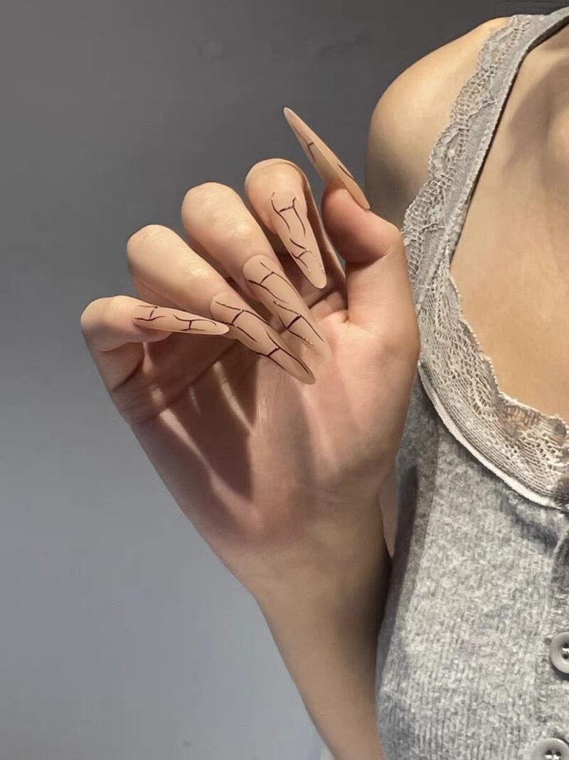 【Pure handmade customization - wholesale】Bare door matte lines high-grade nail art wearing nails can be detached and reused - 图片 5