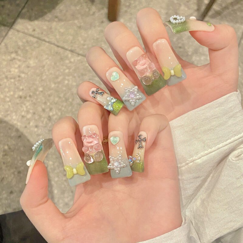 Light green high-end cartoon nail art - 图片 2