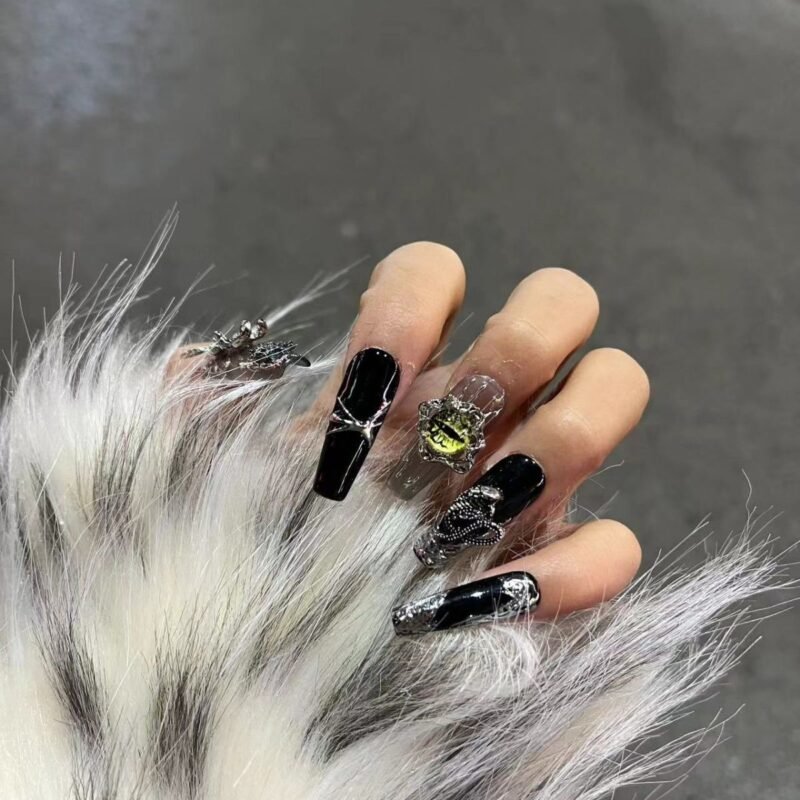 Nail art, wear nails, gothic style, ins, high-grade dark heavy industry, white, elegant and fashionable - 图片 4