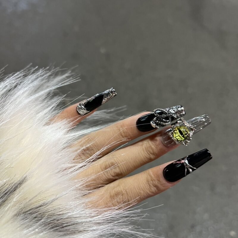 Nail art, wear nails, gothic style, ins, high-grade dark heavy industry, white, elegant and fashionable - 图片 3