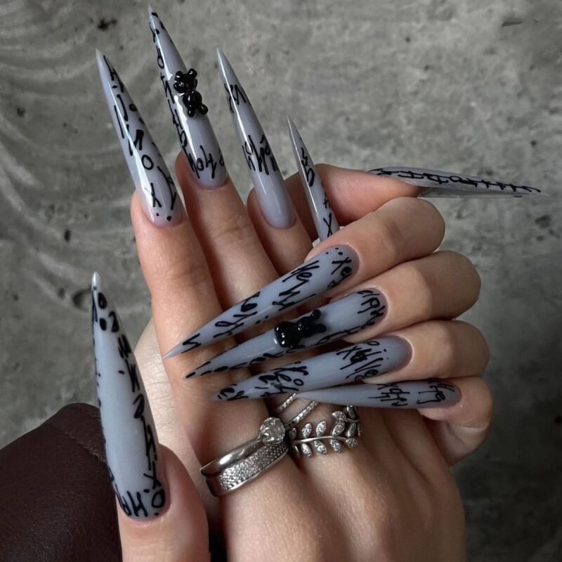 Wear a long sweet and cool black European and American hot girl with a sense of luxury, heavy industry nail art, a variety of styles - 图片 32