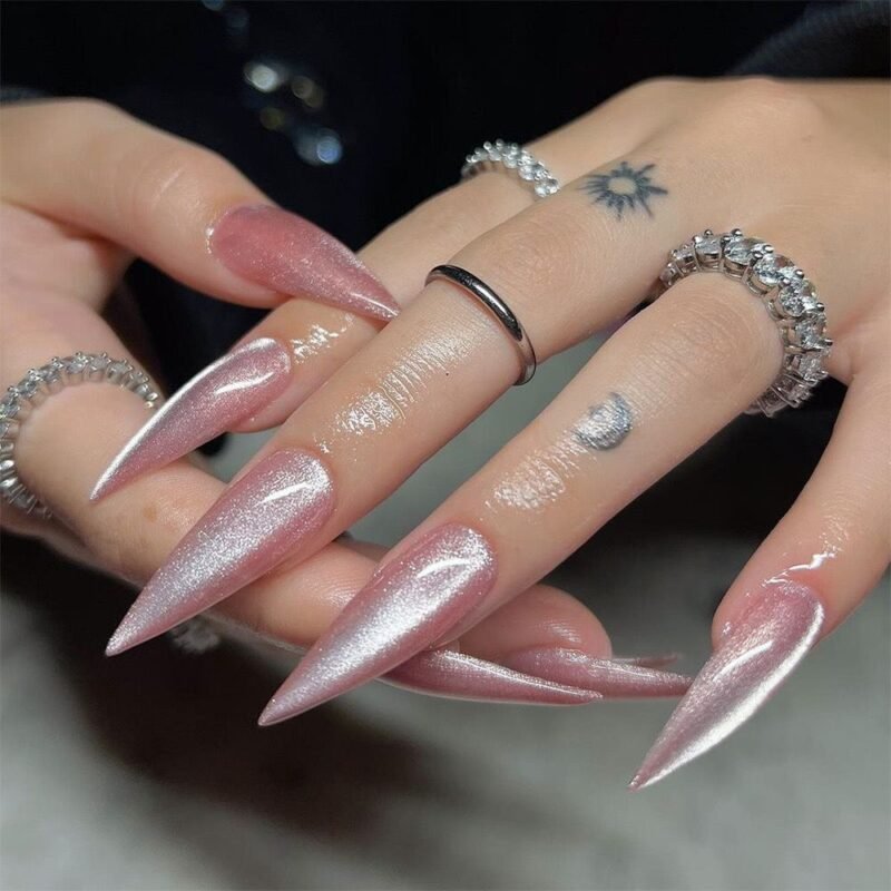 Wear a long sweet and cool black European and American hot girl with a sense of luxury, heavy industry nail art, a variety of styles - 图片 10