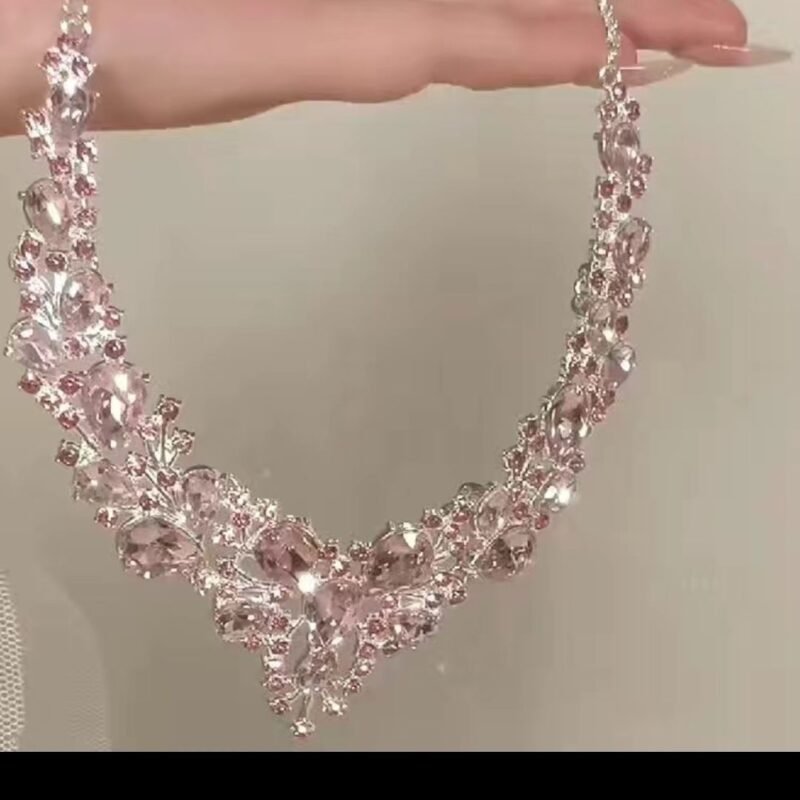 Galaxy Reverie Premium Pink Rhinestone Necklace New Light Luxury Exquisite Design Princess - 图片 2