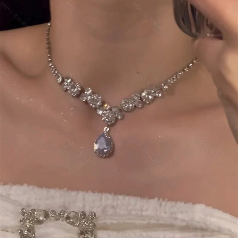 Super flash zircon pearl necklace choker light luxury niche luxury necklace women's new popular clavicle chain - 图片 5