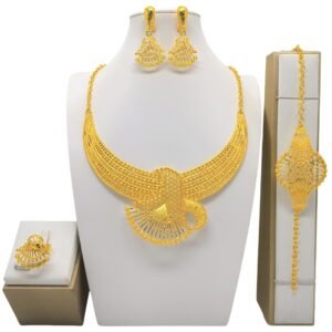 Gold Plated Necklace Earring Bracelet Set