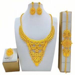Golden Necklace And Earrings Set