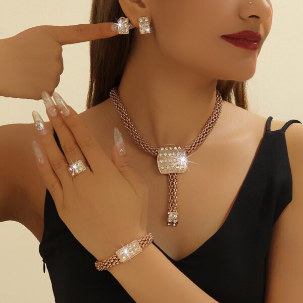Shiny Crystal Jewelry Sets with Rings and Necklaces