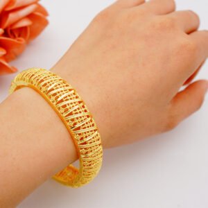 Ethiopian Style Gold Alloy Bangle Bracelet